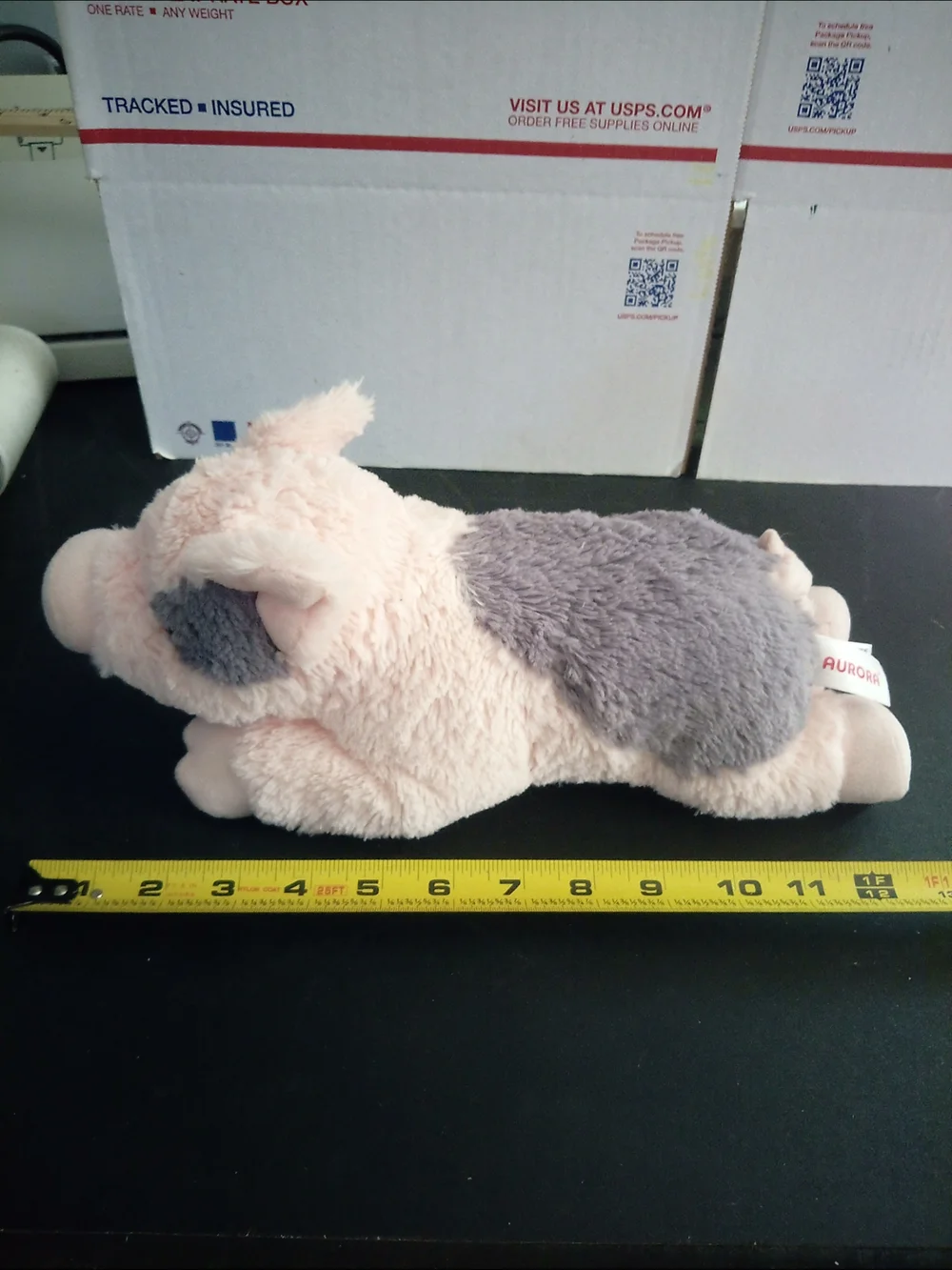 Aurora Plush Pink and Gray Pig Stuffed Animal - Soft Small Pet Toy